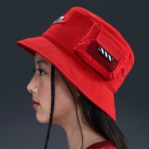 Nike X LEGO Red Bucket Hat Kids One Size Logo Adjustable Breathable Lightweight